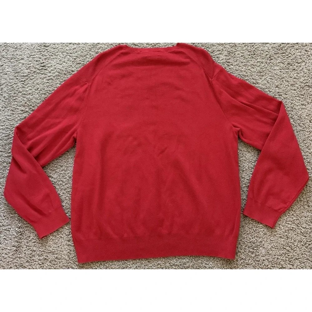 Polo Ralph Lauren Sweater Men Red Pima Cotton V Neck Pullover Lightweight Sz XL